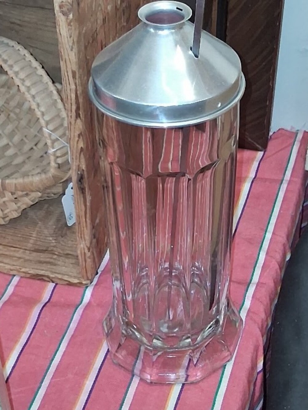 Clear Glass Straw Dispenser with Silver Top - Classic Home Dining